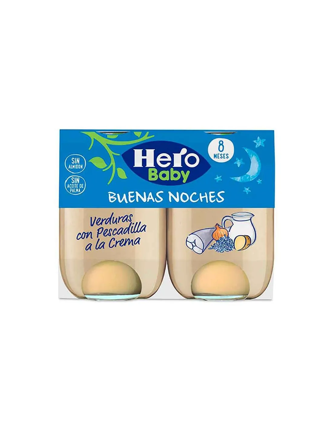 Hero Baby Buenas Noches Verduras con Pescadilla a la Crema 2 X 190 g