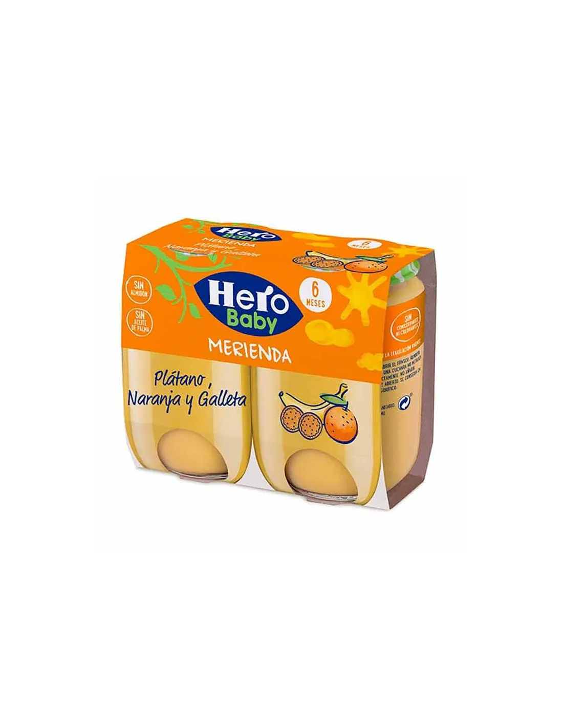 Hero Baby Merienda Naranja, Plátano y Galletas 2 x 190 g