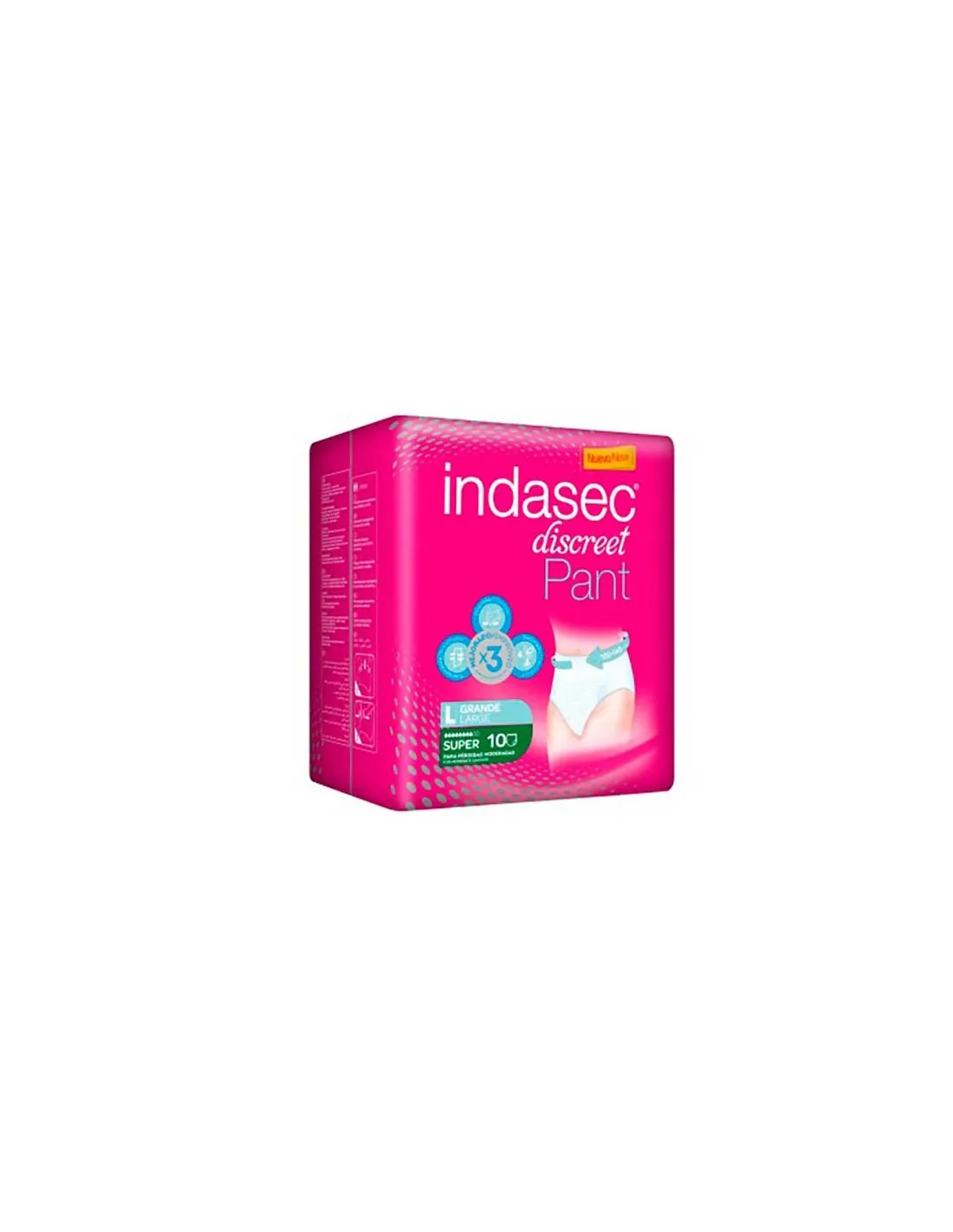 Indasec Discreet Pant Plus L Compresas De Incontinencia 10 uds